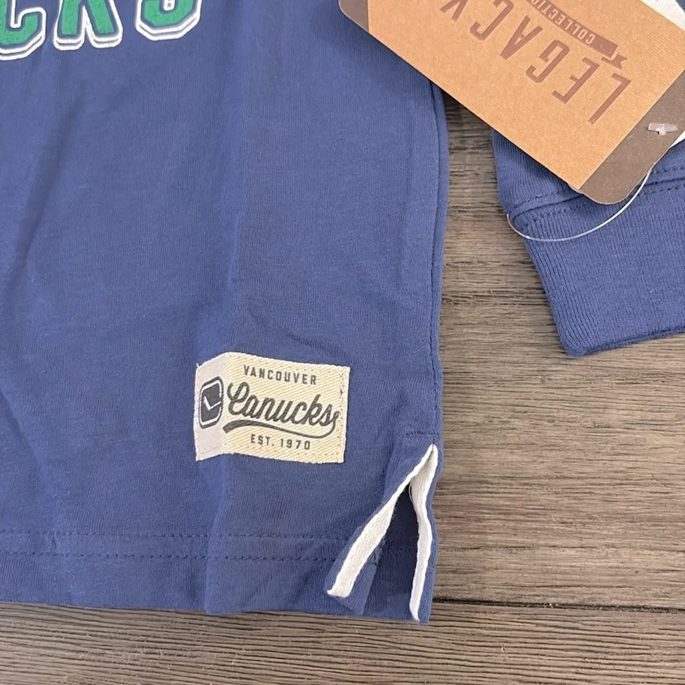 NWT [Legacy] Vancouver Canucks NHL Hockey Long Sleeve Shirt Blue Kids Large (7) - Picture 6 of 11